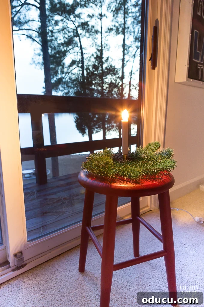 Candles in the window for Christmas decor