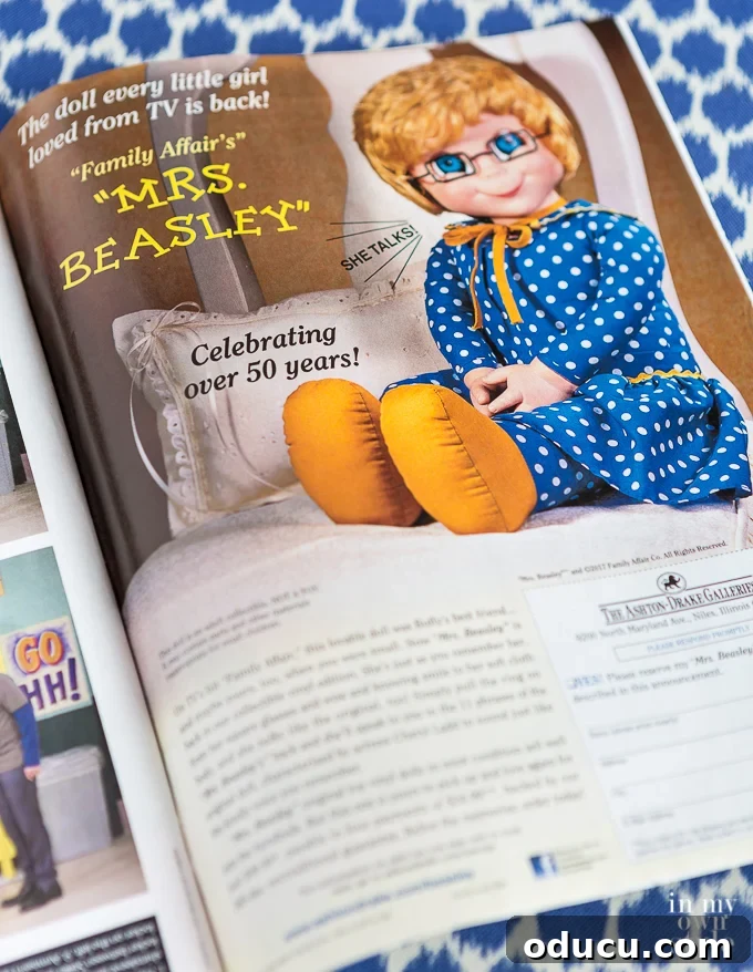 My Most Cherished Christmas Gift 3 People Magazine page showing a feature on the Mrs. Beasley doll, a beloved vintage toy