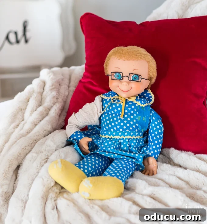 My Most Cherished Christmas Gift 10 The well-worn and cherished Mrs. Beasley doll in the present day, showing signs of age
