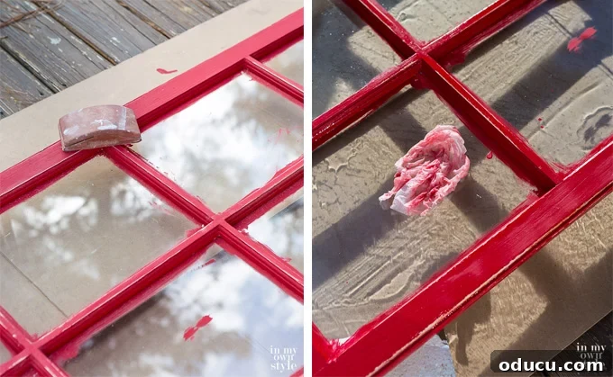 Frosted Window Mantelscape 11 Aging-Furniture-Painting-Technique using $2 chalk paint