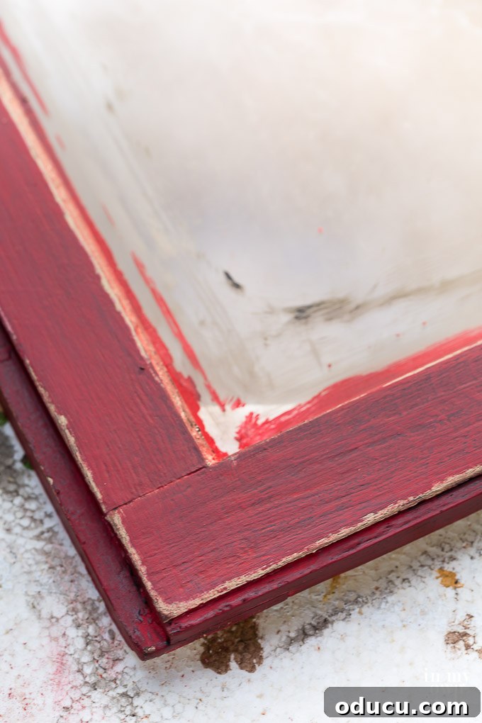 Frosted Window Mantelscape 14 Christmas antique red or vintage paint treatment