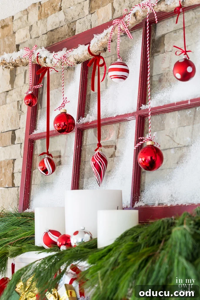 Frosted Window Mantelscape 4 Christmas decorating ideas for a fireplace mantel