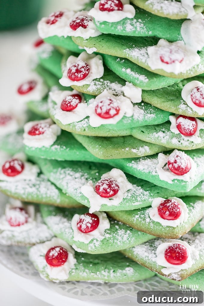 Deck the Halls with Edible Cookie Trees 7 Step-by-step imagery showing how to make and bake a Christmas cookie tree using star cutters.