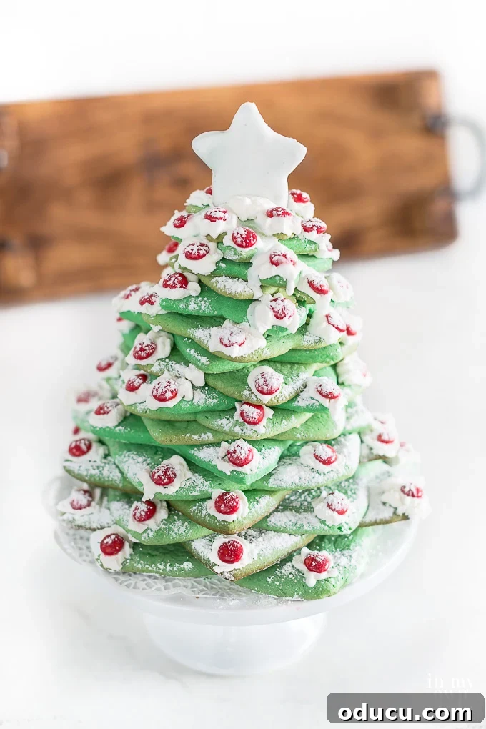 Deck the Halls with Edible Cookie Trees 9 A finished Christmas Cookie Tree intended for holiday decor, showcasing intricate details and festive appeal.