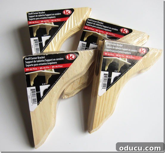 4-Brackets-needed Four decorative wood shelf brackets.