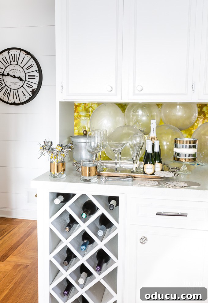 Quirky New Year Fun with Duck Mirrors and Texture Tape 2 New Year's Eve Entertaining Idea for a Bar Set up with Duck Tape decorations, featuring a festive backdrop and shimmering accents