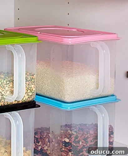 Pantry Closet Transformation 23 Large handled plastic storage bins, stackable and easy to access