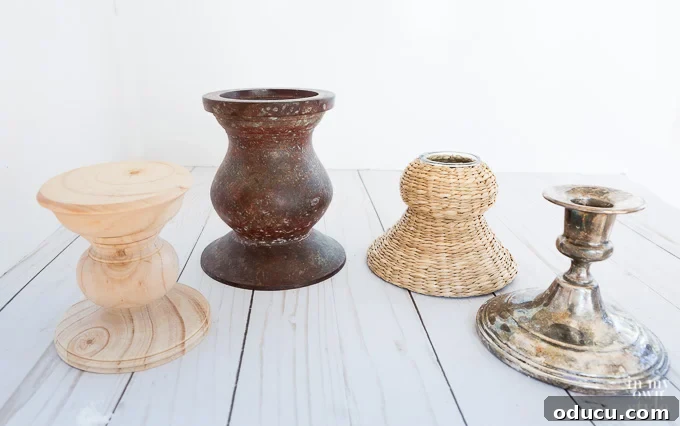 Wood and Marble Pedestal Stands Collection 11 How to make a cake stand or pedestal stand by repurposing items you already own.