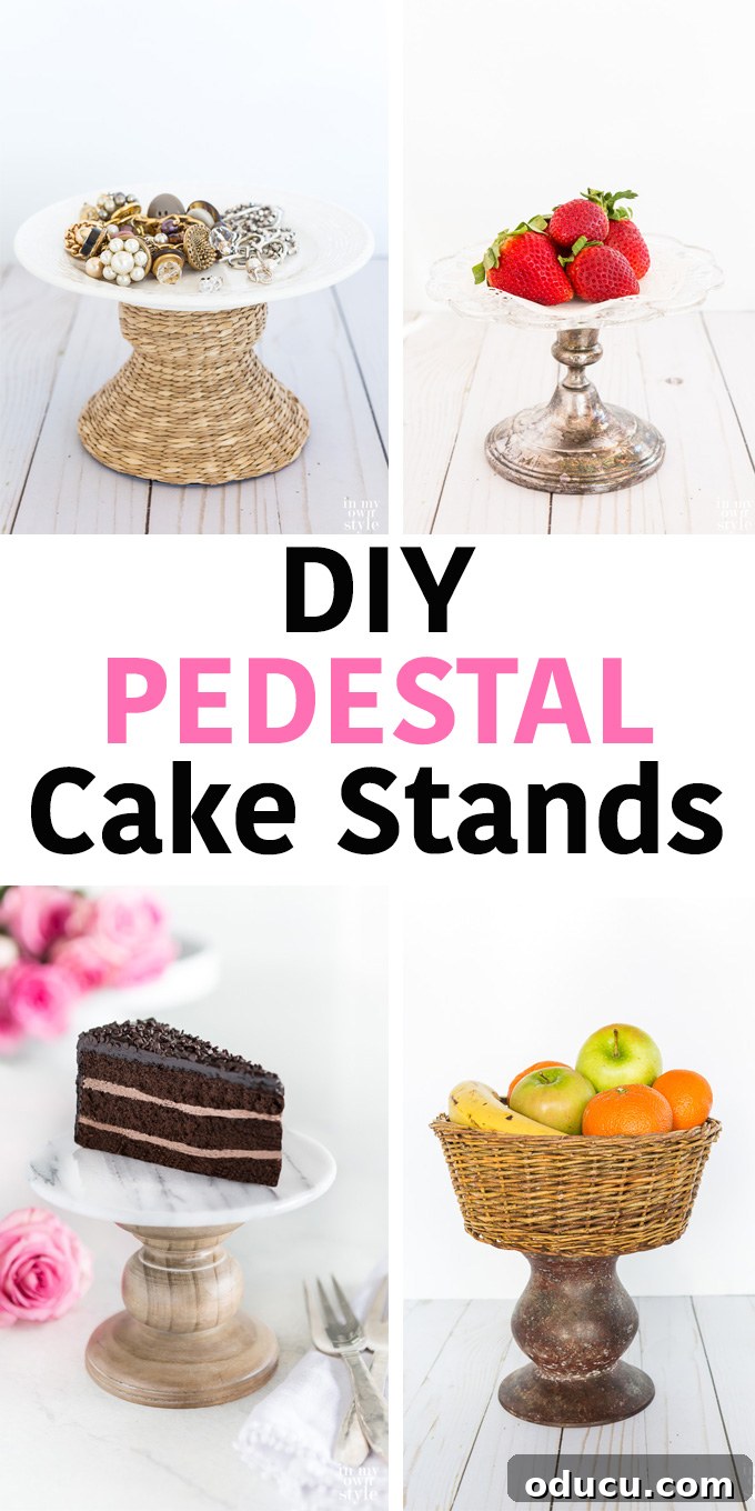 Wood and Marble Pedestal Stands Collection 23 Cake and Pedestal stands to DIY. Repurpose items around your home or from the thrift shop to make them.