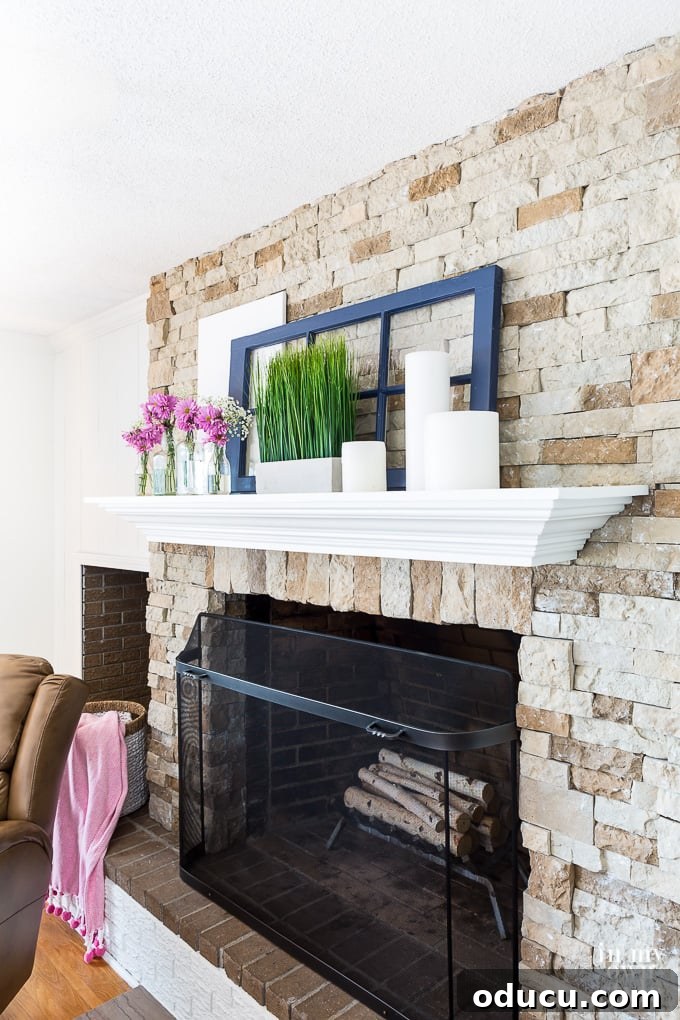 From Old to New: Spring Mantel Decor with Upcycled Finds 2 Spring decorating ideas using recycled glass bottles and repurposed items for a mantel