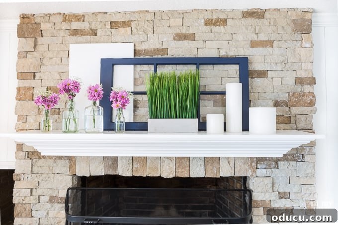 Upcycled Blooms: Spring Mantel Decor 7 Spring Mantel Decor using odds and ends and recycled materials