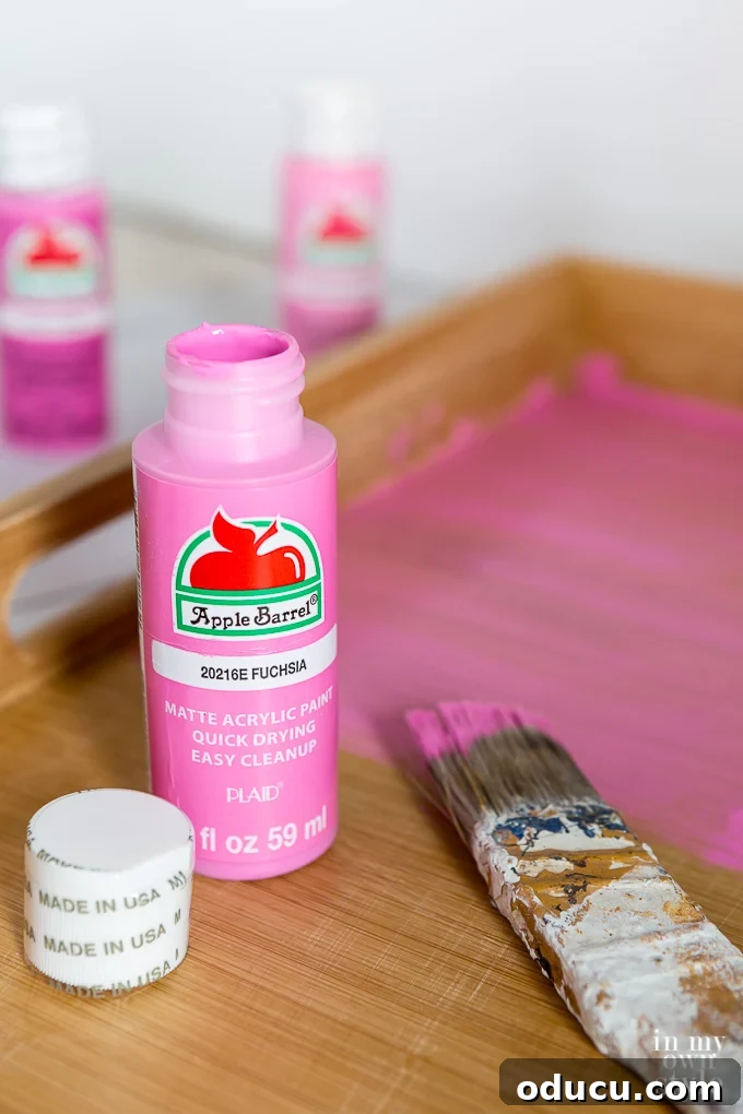 Effortless Spring Coffee Table Tray Decor 6 Choosing the best type of paint to use for painting a decorative tray.