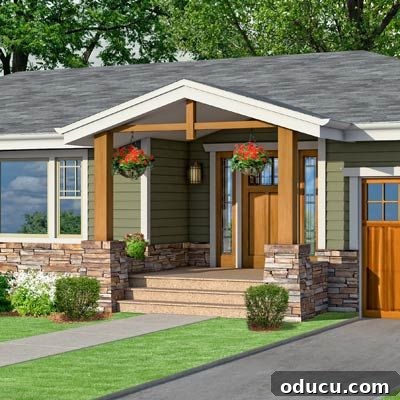 Exterior house makeover ideas for entry porches - Photoshop concept for a craftsman-style peaked roof
