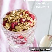 Weight-Watchers-Freestyle-points-recipe-for-non-fat-granola. #weightwatchers #weightwatchersrecipes #weightwatchersfreestyle #granolarecipe #nonfatrecipes #lowfatrecipes #granola