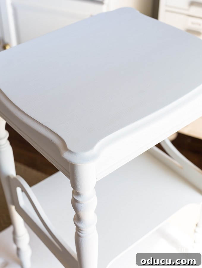 Magnolia Home Chalk Finish Nightstand 8 Magnolia Home Chalk Painted Nightstand - first coats of paint