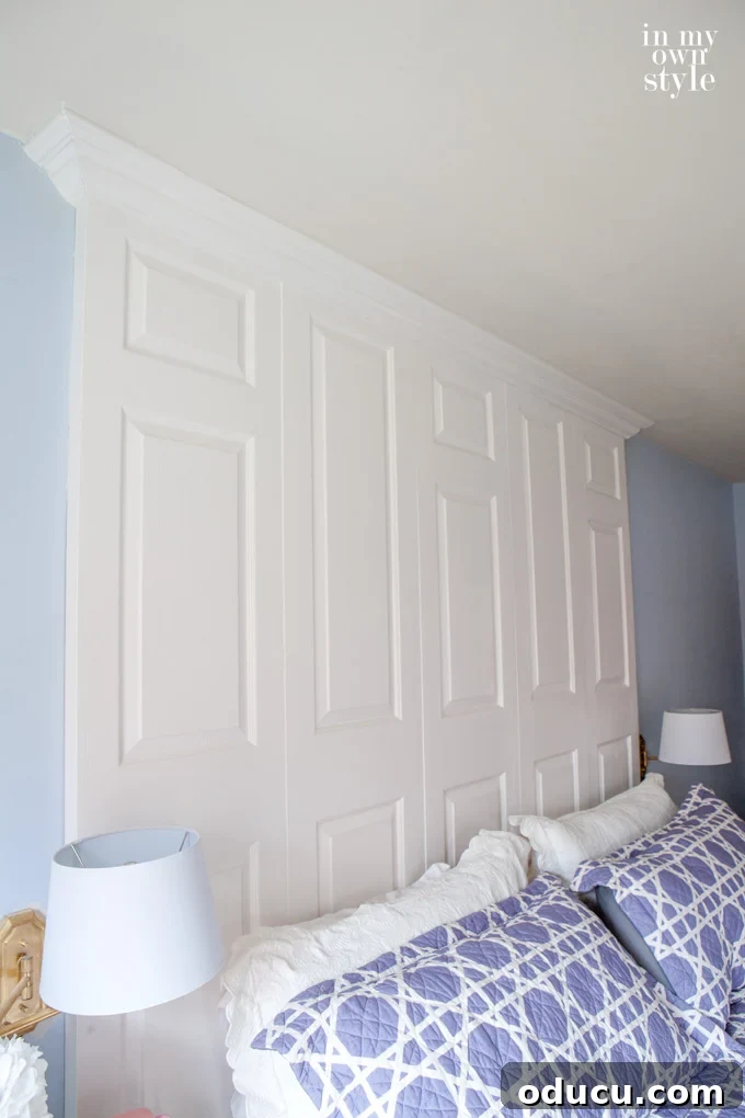 DIY bed headboard ideas using repurposed bifold doors