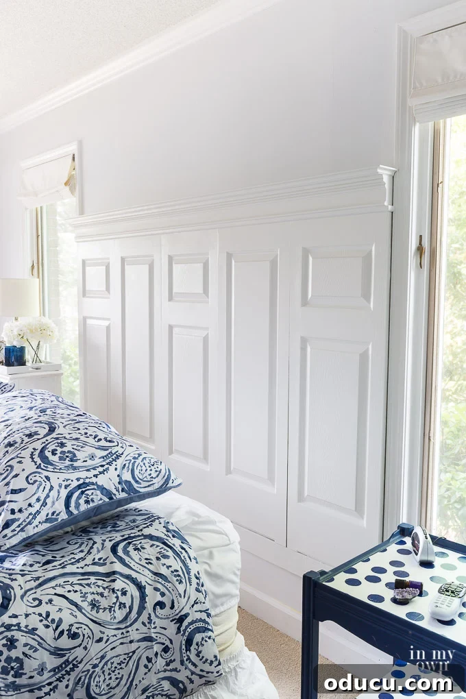 Detailed tutorial on crafting a headboard from old doors