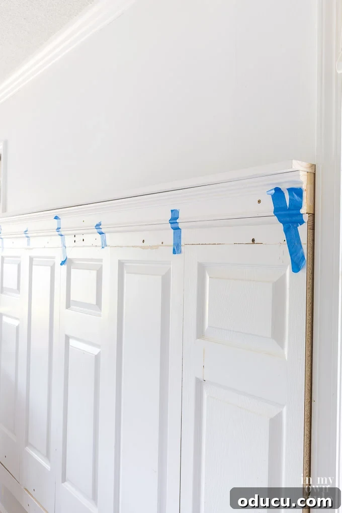 Step-by-step photographic guide showing the construction of a headboard from old doors