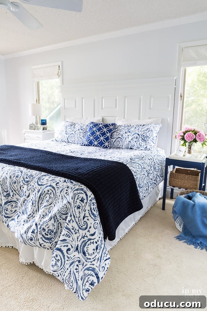 Instructions on how to craft a unique headboard using repurposed doors