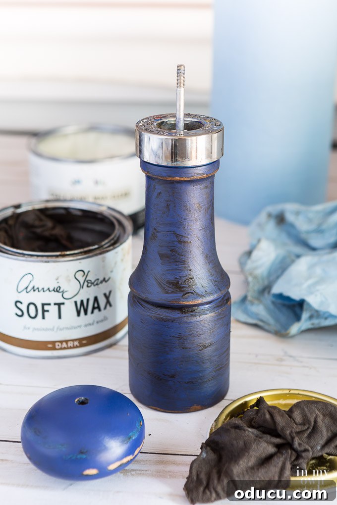 Everyday Magic in Miniature Moments 6 A visual guide on how to effectively apply dark wax over chalk paint to achieve a beautiful, antique finish.