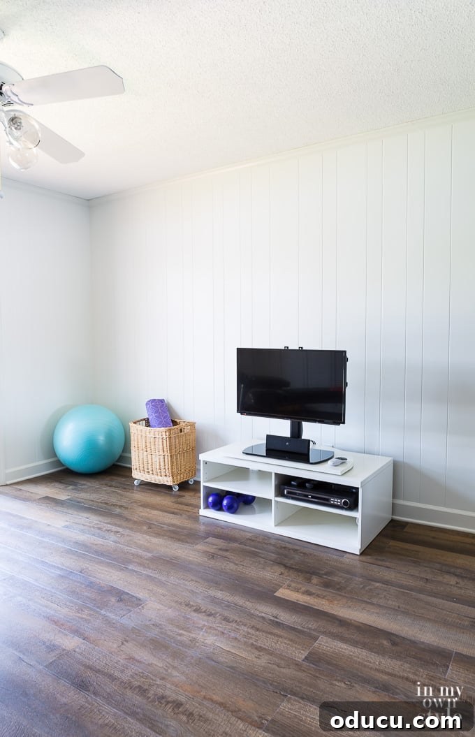 Empty wall space in game room, planned for a photo gallery