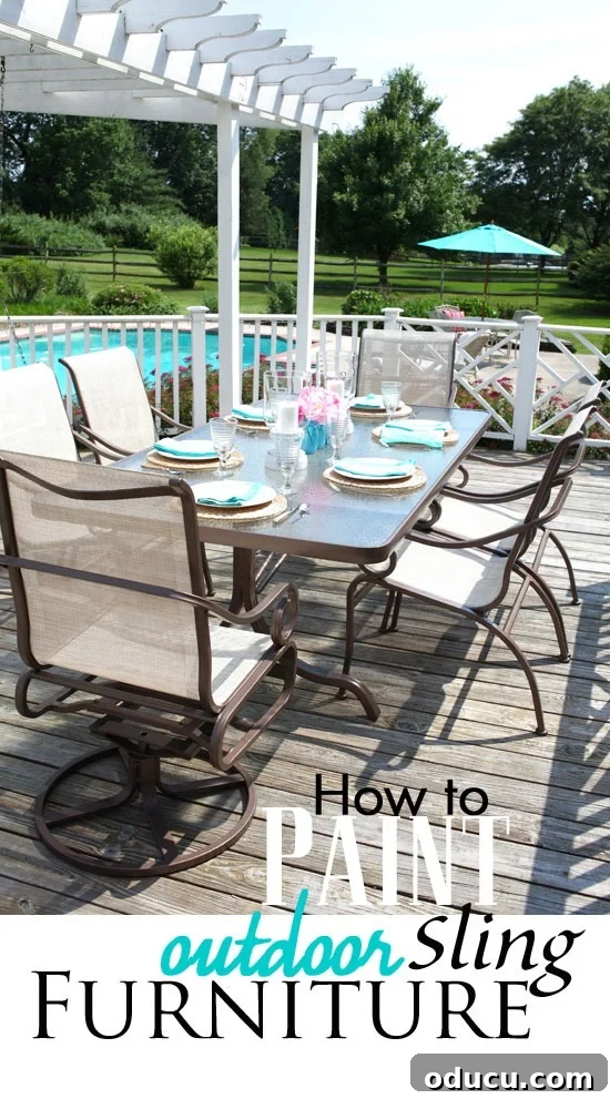 spray painted metal patio set on deck