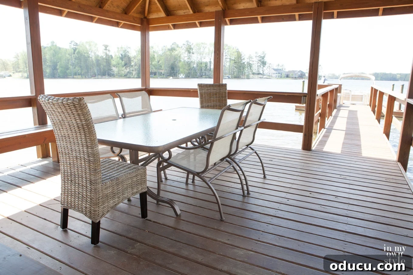The One Spray Paint Hack DIYers Cant Live Without 2 lake house gazebo with painted metal furniture on it