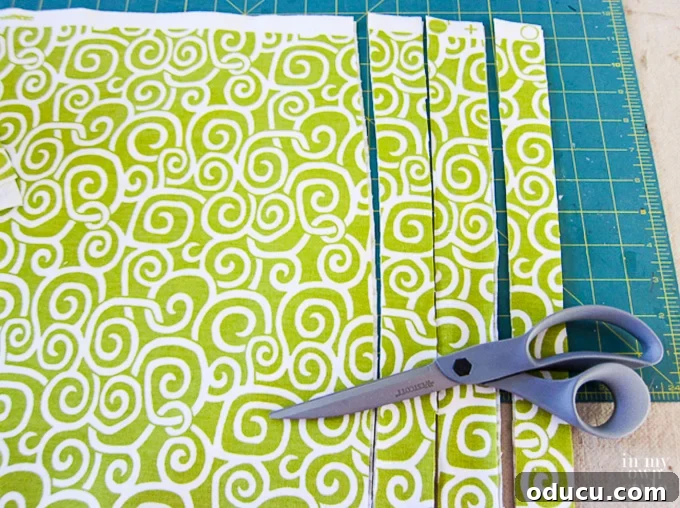 cutting fabric to make no sew window treatment