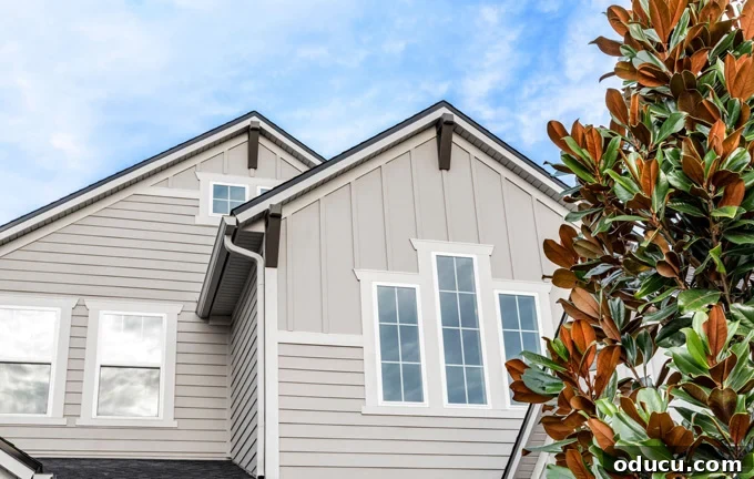Exterior of a home featuring James Hardie siding House exterior with James Hardie Siding in a neutral tone