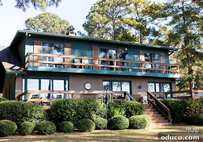 Lake home exterior makeover ideas utilizing James Hardie lap siding. 1970's brick and sided lake home, envisioning Hardie siding makeover