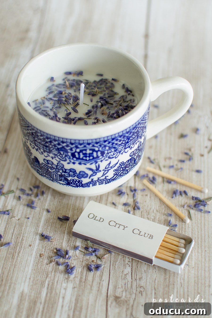 Style Expeditions Part Two 4 DIY candle in blue and white coffee cup