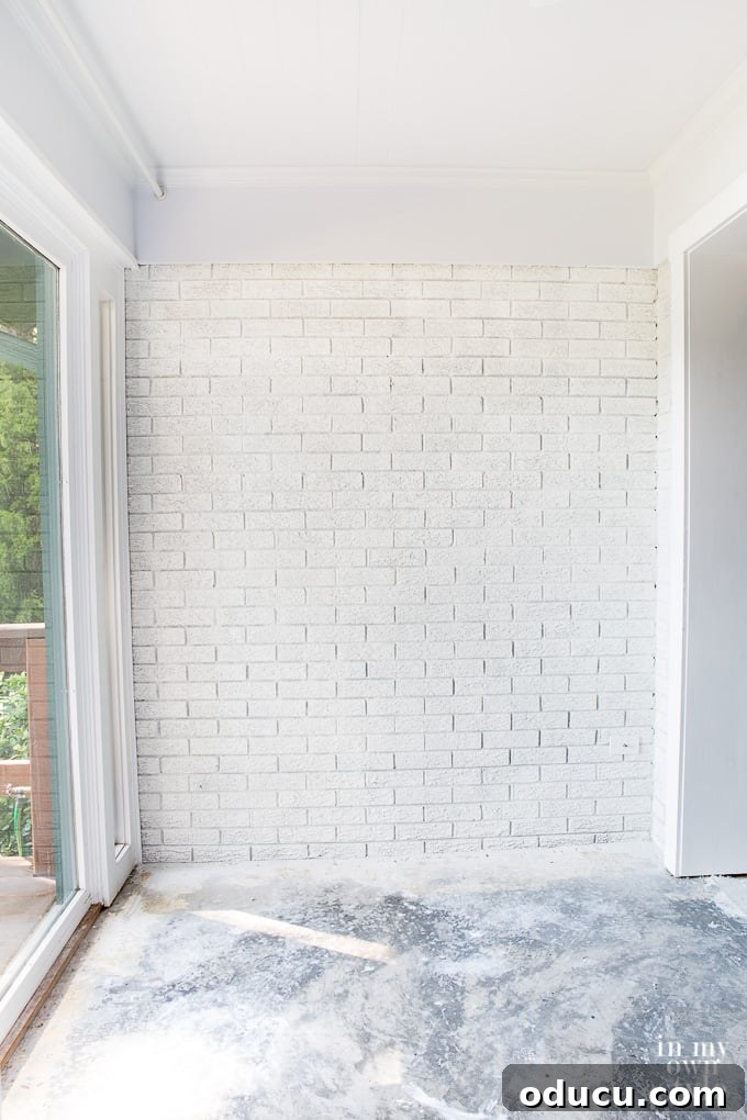 White painted brick wall