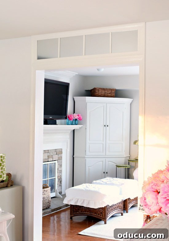 How to make an over the door transom using a $5 mirror DIY Mirror transom over open doorway between rooms