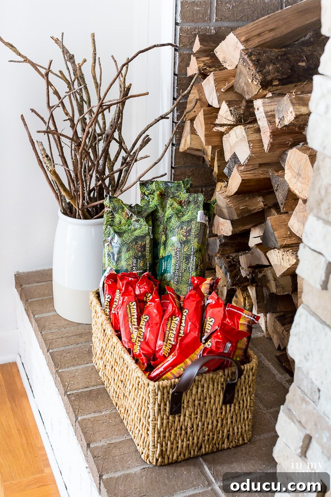 How to get your fireplace ready for the cold weather season Wood and firelogs neatly stacked on a fireplace hearth, ready for use