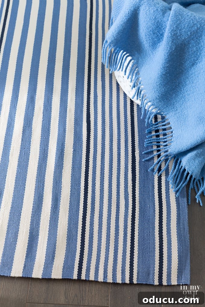 The Perfect Rug Size for Your Bed 3 Dash and Albert Blue and White Area Rug