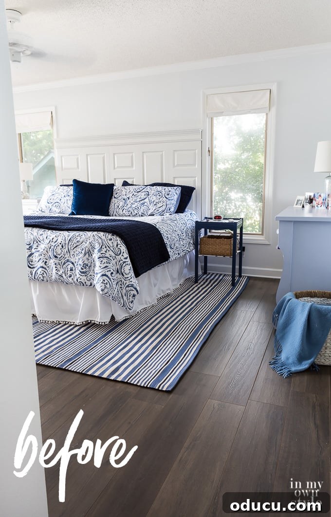 Bedroom Refresh Wallpapered Accent Wall 2 Bedroom before adding an accent wall of grasscloth wallpaper