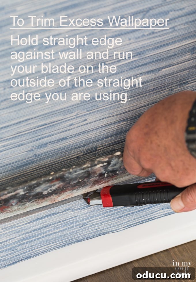 Bedroom Refresh Wallpapered Accent Wall 11 How to cut and trim wallpaper to get a crisp smooth cut