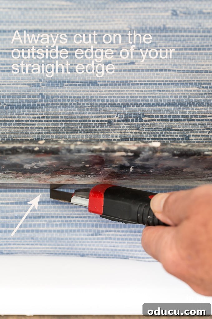 Bedroom Refresh Wallpapered Accent Wall 12 how to cut wallpaper straight