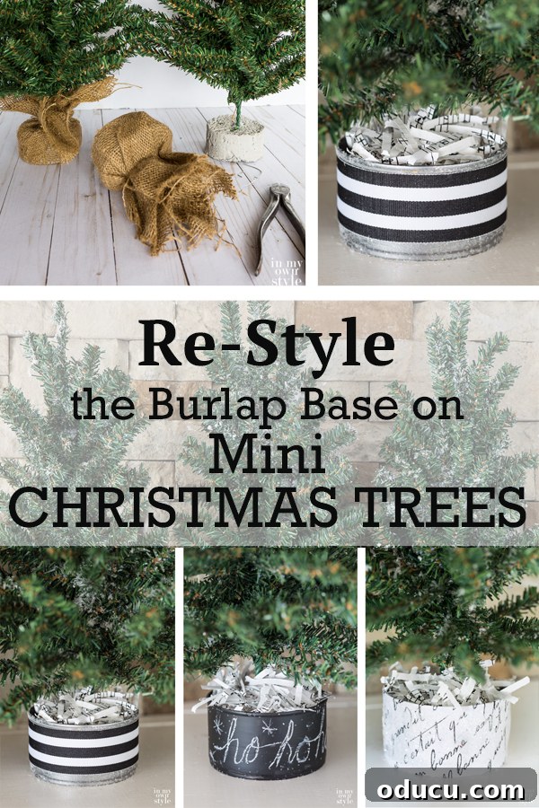 Tiny Tree, Big Style: Base Decor Hacks 11 Discover how to effortlessly replace and restyle the standard burlap base of store-bought faux pine mini Christmas trees with a new, decorative, and stylish base in any color or theme you desire.