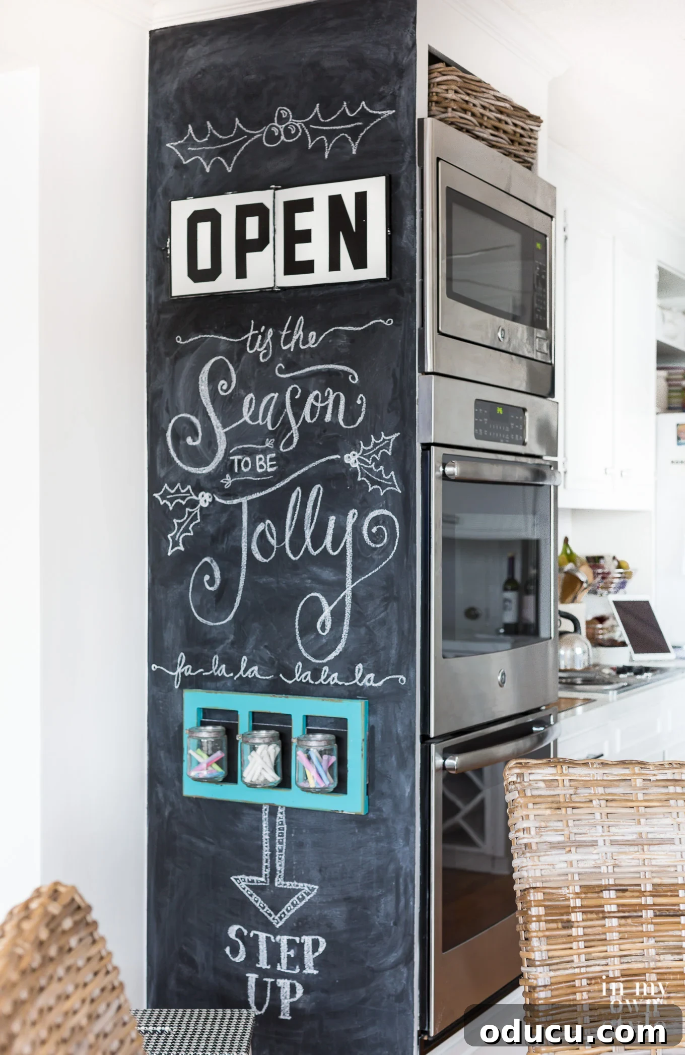 Creative Accent Wall: DIY Chalkboard Paint Transformation Accent wall created with chalkboard paint, perfect for writing and drawing directly on the surface.