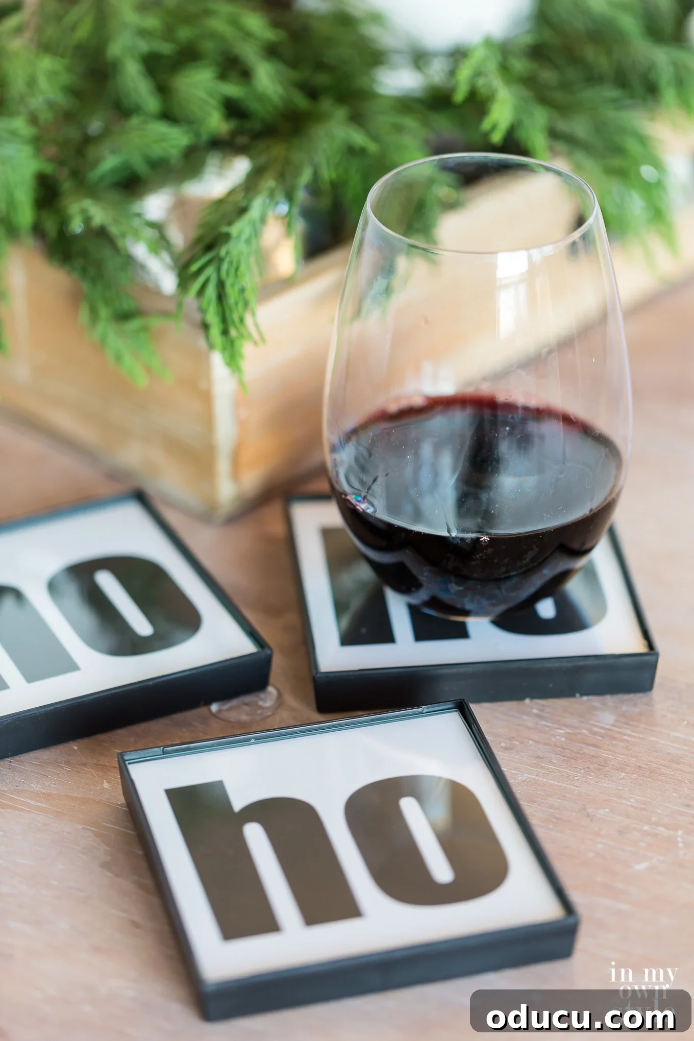 Instant Holiday Cheer: Free Printable Drink Coaster Designs 3 Red wine on a Ho Ho Ho Holiday drink coaster
