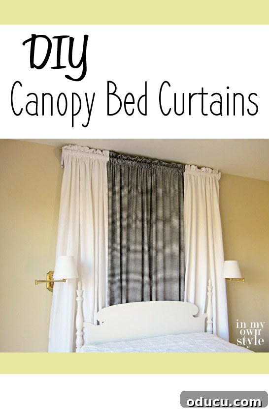 Crafting Your Perfect Canopy Drapes 2 Final view of DIY Canopy Bed Curtains, a budget-friendly solution for a stylish bedroom decor.