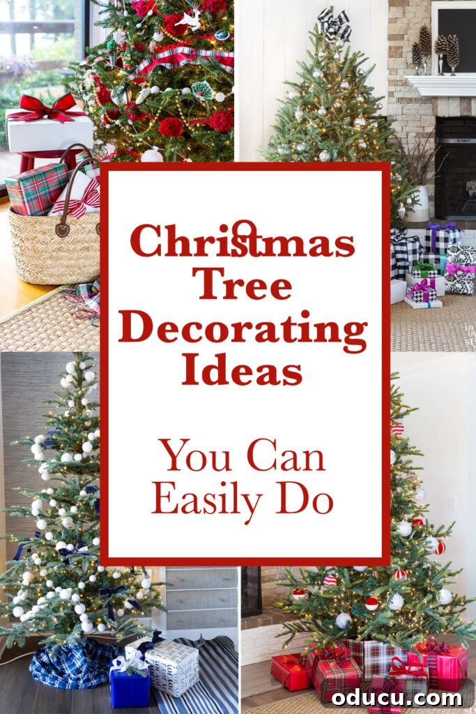 Beyond Baubles: Creative Tree Styling 16 4 photos showing Christmas tree decorating ideas you can easily do.