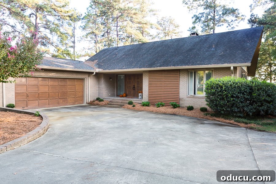 Paint Your Garage Door to Mimic Stained Wood: A DIY Transformation 6 Architectural trellis or slat wall added to the front of a plain house facade, coordinating with new garage door