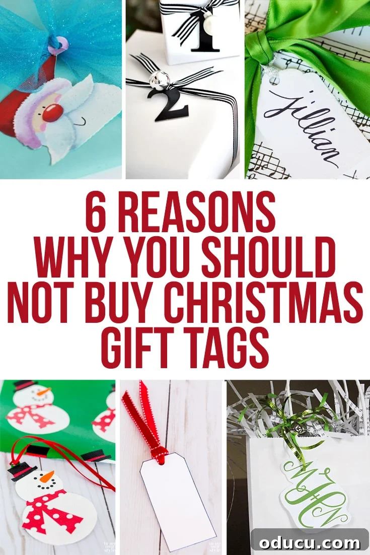 6 Reasons Why You Should Not Buy Christmas Gift Tags this year. Instead... make and customize these gift tag ideas from free printables and a free gift tag template. #gifttags #freeprintables #gifttagtemplate #giftwrappingideas Six Compelling Reasons to Make Your Own Christmas Gift Tags This Year