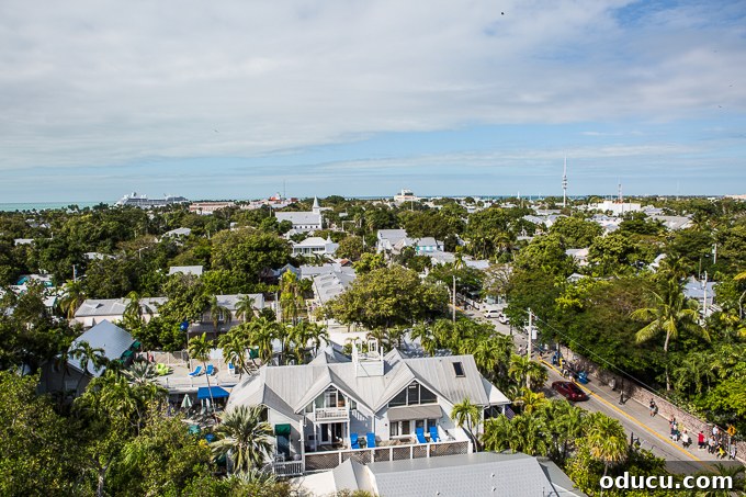Keys Island Drive Adventure 16 View of Key West from the top of the Lighthouse, showing rooftops and ocean