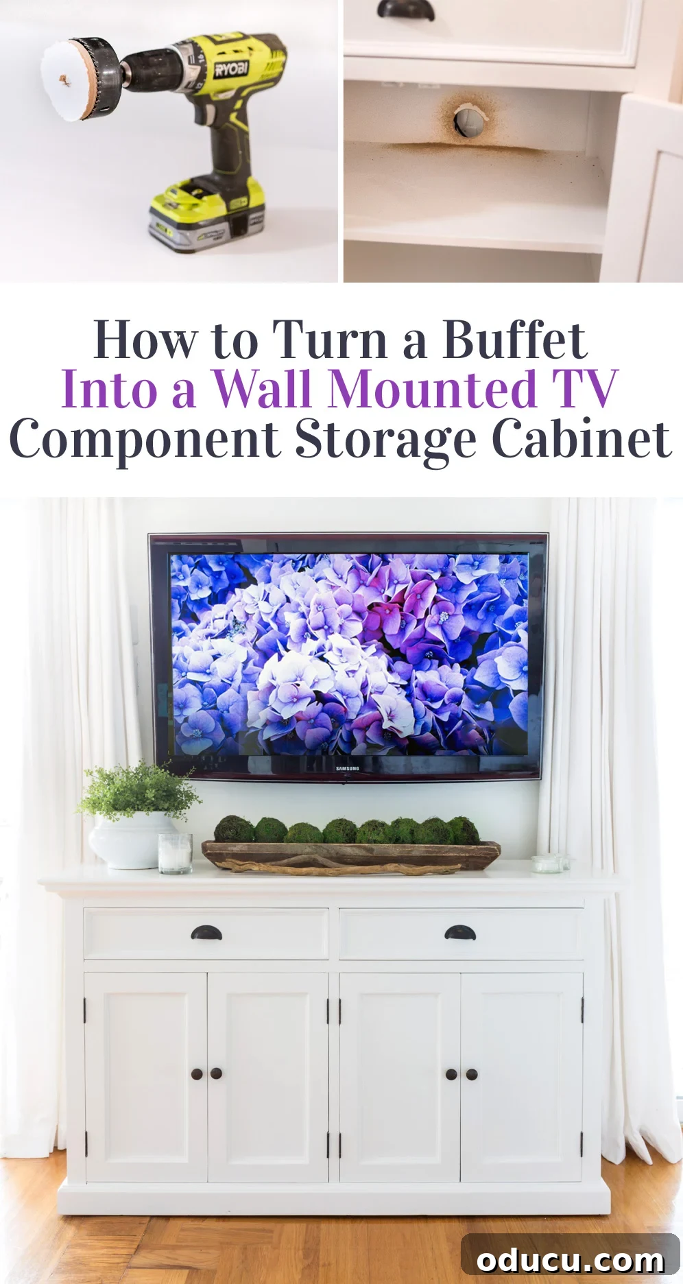 How to turn a piece of furniture into cabinet for a wall mounted TV components.