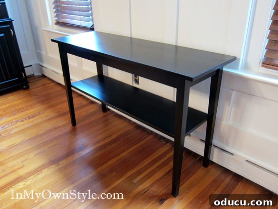 From Decorating Flops to Design Triumphs 5 How to stain furniture using solid color Polyshades black stain, demonstrating a unique painting technique.