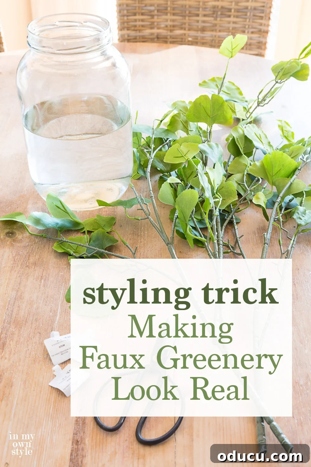 styling ideas for fake plants and branches.