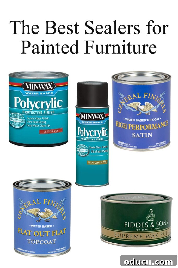 Best Topcoats and Sealers for Lasting Painted Furniture Finishes 15 The 5 best paint sealers for wood. When painting furniture to make the finish last for a long time, you should seal it with a clear sealer, but what sealer is right for your furniture makeover. In this furniture sealer guide you will learn what the best sealers are to use and the ones not to use.